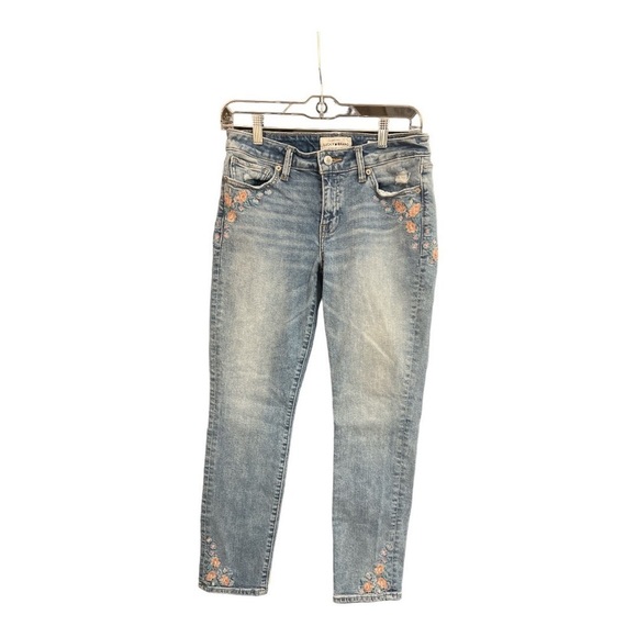 Lucky Brand Cottagecore Floral Lolita Skinny Embroidered Jeans Size 4/27 D1 - Picture 1 of 5